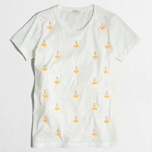J. Crew White Crewneck Cotton Tee Medium embellished beaded yellow gems